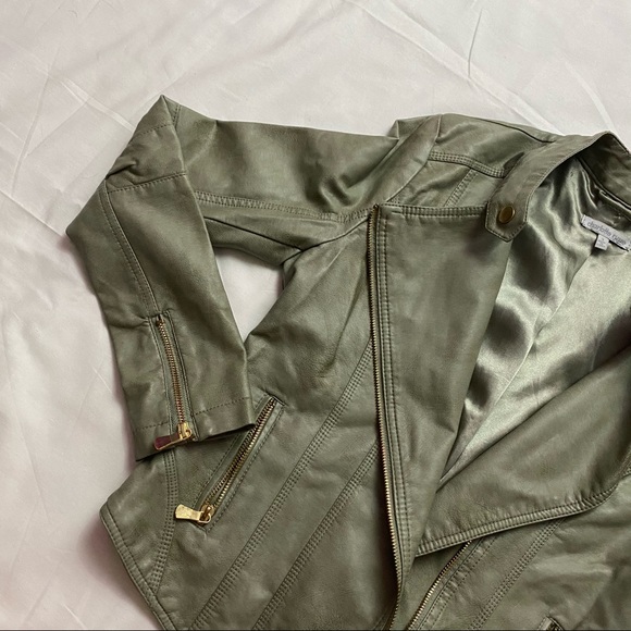 Charlotte Russe Green Moto Jacket - Picture 2 of 6